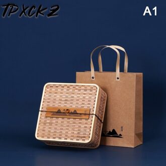 1pc Bamboo Woven Pattern Brick Tea Box For Pu'er Tea Empty Storage Box Party Decoration stijl A1