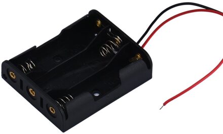 1Pc Batterij Box Houder Voor 3 X Aa Zwart Met Wire Leads Plastic Batterij Storage Case Voor 3 X aa 4.5V Batterijen #33