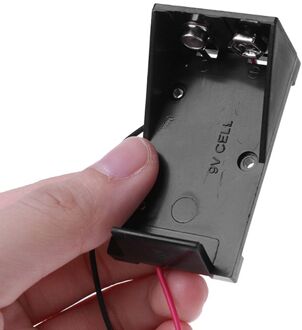 1Pc Batterij Houder Case 9V Cell Carbon Opbergdoos Twee Wire Lead Lente Clip Diy Plastic Batterijen Container aansluiten Soldeer