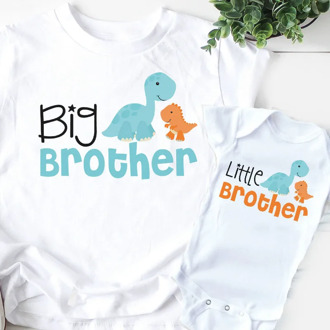 1pc Big/little Brother/cousin T-Shirts Dinosaur Cartoon Print Baby Romper Children Family Looks Tops Tee Jumpsuit and Tee Shirts
