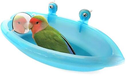 1Pc Bird Bad Draagbare Kleine Vogel Bad Kooi Met Spiegel Vogel Accessoires Levert Vogelbad Kooi Papegaai Speelgoed Voor Papegaaien kleine Vogel