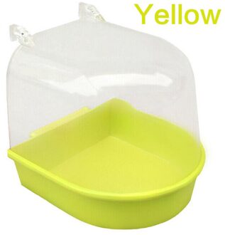 1Pc Bird Bad Wastafel Huisdier Vogel Plastic Water Bad Doos Papegaai Opknoping Water Wastafel Kooi Bad Vogel Voerbak levert geel