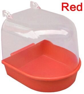1Pc Bird Bad Wastafel Huisdier Vogel Plastic Water Bad Doos Papegaai Opknoping Water Wastafel Kooi Bad Vogel Voerbak levert rood