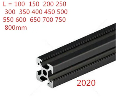 1PC BLACK 2020 European Standard Anodized Aluminum Profile Extrusion 100-800mm Length Linear Rail for CNC 3D Printer