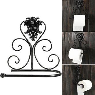 1Pc Black Vintage Ijzeren Rek Houder Bar Hangers Keuken Deur Rail Enkele Handdoeken Plank Toiletrolhouder
