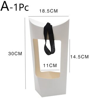 1Pc Bloemist Verpakking Boeket Mand Bloem Doos Met Lint Kraft Handtas Partij Decoratie wit