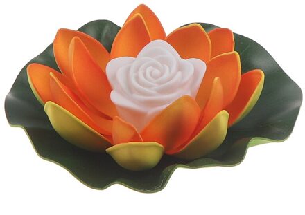 1Pc Bonny Kunstmatige Drijvende Lotu Zonne-energie Nachtlampje Led Spaarlamp Lotu Lamp Voor Garden Pool Vijver Tuin decoratie Ivoor