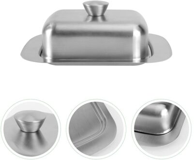 1Pc Boter Opslag Plaat Banket Butter Container Voedsel Container (Zilver)
