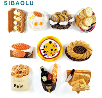 1pc breakfast bread egg Fridge magnet cartoon food whiteboard sticker Resin Refrigerator Magnets Home DIY Decoration Accessories