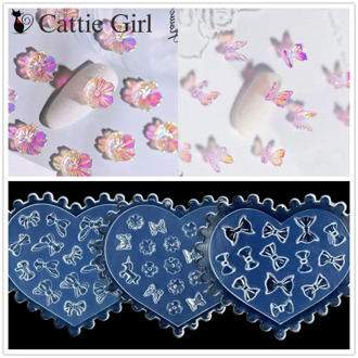 1pc Butterfly Bow Flower 3D Acrylic Nail Mold Palace Nail Art Decorations DIY Design Silicone Heart Nail Art