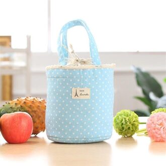 1Pc Cartoon Dot Lunch Zakken Thermische Geïsoleerde Koeltassen Vrouwen Kids Lunch Tote Fruit Voedingsmiddelen Container Zakken Patronen Tassen canvas lucht blauw