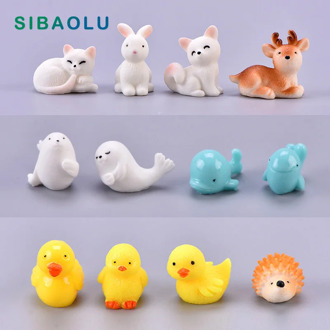 1pc cat rabbit fox duck model cartoon Animal Figurine Dollhouse cake home decor miniature fairy garden decoration accessories