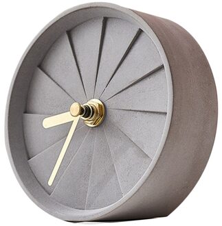 1Pc Cement Klok Eenvoudige Ronde Turbine Nachtkastje Klok Voor Slaapkamer Homestay Batterij (Marbling) reloj De Pared grijs