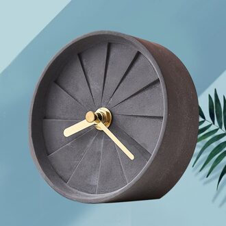 1Pc Cement Klok Eenvoudige Ronde Turbine Nachtkastje Klok Voor Slaapkamer Homestay Batterij (Marbling) reloj De Pared zwart