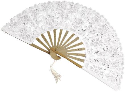 1PC Chinese Stijl Kant Hand Held Folding Fan Dance Party Wedding Decor Folding Hand Held Effen Kleur Fan ** D