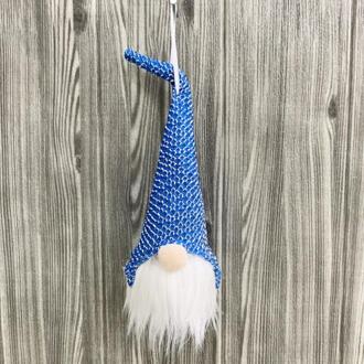 1Pc Christmas Santa Faceless Pop Gnome Hanger Xmas Kous Met Licht Opslag Tas Voor Thuis Vrolijk Kerstfeest Ornament Blauw
