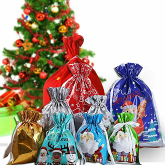 1pc Christmas Storage Bag Large Christmas Sacks Reusable Drawstring Wrap Present Gift Party Bags