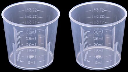 1Pc Clear Plastic Afgestudeerd Maatbeker Voor Bakken Beker Vloeibare Meten Jugcup Container 15Ml/30Ml/50Ml/250Ml/500Ml 30ML 2stk
