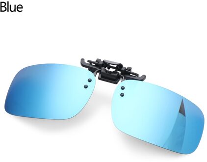 1Pc Clip-On Zonnebril Outdoor Draagbare UV400 Bescherming Gepolariseerde Brillen Anti-Glare Rijden Bril Op Flip zonnebril blauw