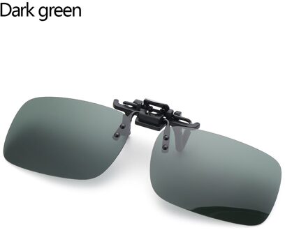 1Pc Clip-On Zonnebril Outdoor Draagbare UV400 Bescherming Gepolariseerde Brillen Anti-Glare Rijden Bril Op Flip zonnebril donker groen