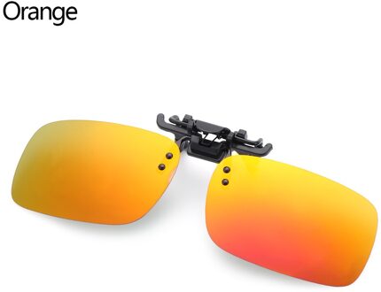 1Pc Clip-On Zonnebril Outdoor Draagbare UV400 Bescherming Gepolariseerde Brillen Anti-Glare Rijden Bril Op Flip zonnebril oranje