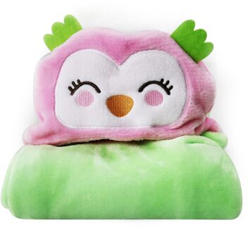 1pc Comfortabele Baby Badjas Leuke Animal Cartoon Baby Deken Kids Hooded Badjas Peuter Baby Badhanddoek roze owl