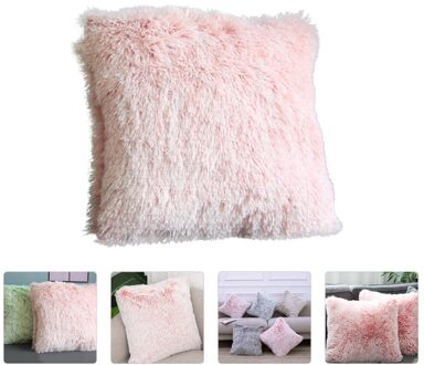 1Pc Comfortabele Sierkussen Cover Home Bed Sofa Pluche Kussen Cover Kussensloop roze