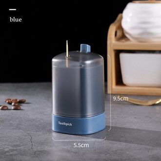 1Pc Creatieve Woninginrichting Transparant Pressed Automatische Tandenstoker Houder Vierkante Tandenstoker Doos Huishoudelijke Opslag Container blauw