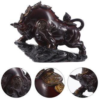 1Pc Decoratieve Vee Sculptuur Ornamenten Thee Huisdier Ornamenten Hars Vee Ambachten donker rood