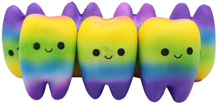 1pc Dental Tooth Shape Squeeze Slow Rising Gift Cute Cartoon Hand Spinner Stretchy Relax Squishy Pendant Rainbow Dentist Gift