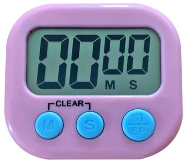 1Pc Digitale Kookwekker Magnetische Achterzijde Stand Countdown Alarm Mini Grote Cijfers Luid Alarm Voor Koken Bakken Sport Games roze
