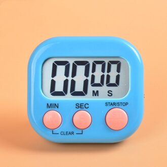 1Pc Digitale Kookwekker Magnetische Achterzijde Stand Countdown Alarm Mini Lcd Grote Cijfers Luid Alarm Voor Koken Bakken Sport games blauw