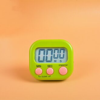 1Pc Digitale Kookwekker Magnetische Achterzijde Stand Countdown Alarm Mini Lcd Grote Cijfers Luid Alarm Voor Koken Bakken Sport games groen