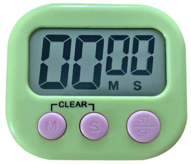 1Pc Digitale Kookwekker Magnetische Achterzijde Stand Countdown Alarm Mini Lcd Grote Cijfers Luid Alarm Voor Koken Bakken Sport games groen