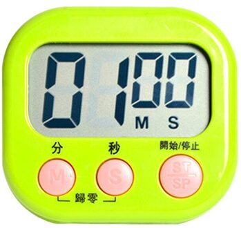 1Pc Digitale Kookwekker Magnetische Achterzijde Stand Countdown Alarm Mini Lcd Grote Cijfers Luid Alarm Voor Koken Bakken Sport games groen