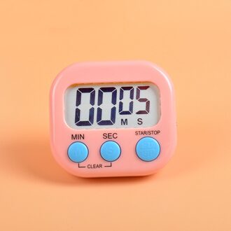 1Pc Digitale Kookwekker Magnetische Achterzijde Stand Countdown Alarm Mini Lcd Grote Cijfers Luid Alarm Voor Koken Bakken Sport games roze