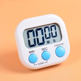 1Pc Digitale Kookwekker Magnetische Achterzijde Stand Countdown Alarm Mini Lcd Grote Cijfers Luid Alarm Voor Koken Bakken Sport games wit