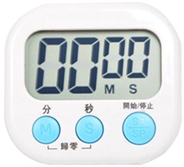 1Pc Digitale Kookwekker Magnetische Achterzijde Stand Countdown Alarm Mini Lcd Grote Cijfers Luid Alarm Voor Koken Bakken Sport games wit