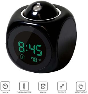 1Pc Digitale Wekker Praten Voice Prompt Projectie Snooze Populaire Thermometer Led Display Time Multifunctionele zwart