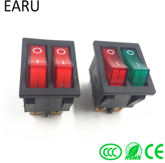 1pc DIY Model KCD3 Double Boat Rocker Switch Toggle 6 Pin On-Off With Green Red Light 20A 125VAC Factory Online Wholesale Hot