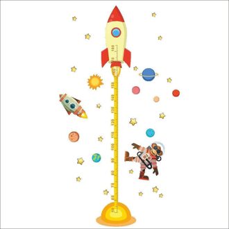 1Pc Diy Outer Space Planet Aap Raket Decal Hoogte Meet Kwekerij Voor Kids Grafiek Sticker Kamer Muur Baby groei K3G0