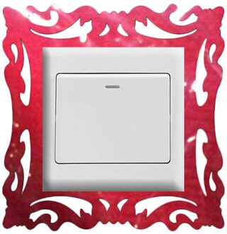 1Pc Diy Schakelaar Sticker Home Decor Muurstickers Spiegel Stijl Fotolijsten Voor Winkel Schakelaar Home Decor Slaapkamer Woonkamer room Parlor Rood