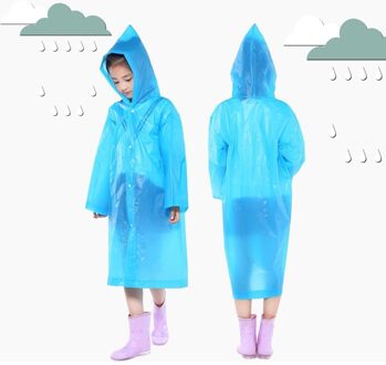 1Pc Draagbare Herbruikbare Regenjassen Kinderen Regen Poncho Voor 6-12 Jaar Oud Cartoon Regenjas Kids Kinderen Winddicht Regen jas blauw