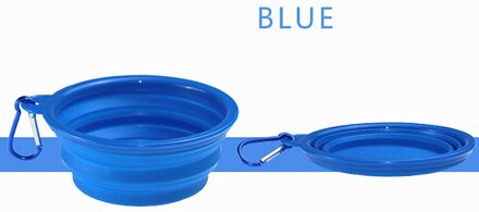 1Pc Draagbare Hond Voerbak Siliconen Opvouwbare Huisdier Water Voedsel Container Siliconen Reizen Hond Kommen Pet Accessoires blauw