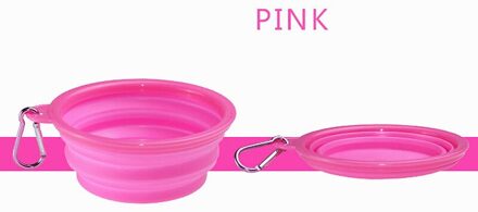 1Pc Draagbare Hond Voerbak Siliconen Opvouwbare Huisdier Water Voedsel Container Siliconen Reizen Hond Kommen Pet Accessoires roze