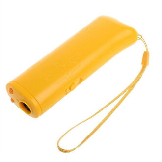 1Pc Draagbare Huisdier Hond Repeller Anti Barking Stop Bark Training Device Trainer LED Ultrasone 3 in 1 Anti Barking zonder Batterij Geel