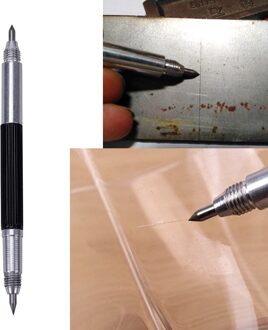 1Pc Draagbare Legering Tungsten Steel Tip Tweekoppige Scriber Pen Markering Graveren Gereedschap Keramische Marker
