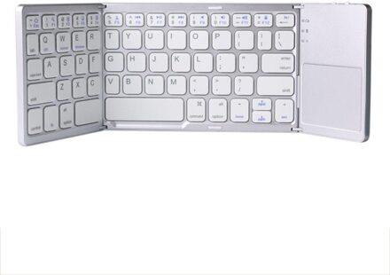 1Pc Draagbare Mini Drie Opvouwbare Bluetooth Toetsenbord Draadloze Opvouwbare Touchpad Toetsenbord Voor Ios/Android/Windows wit