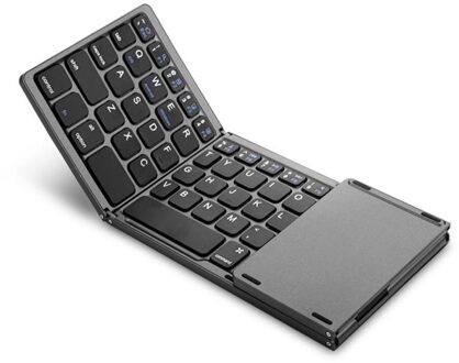 1Pc Draagbare Mini Drie Opvouwbare Bluetooth Toetsenbord Draadloze Opvouwbare Touchpad Toetsenbord Voor Ios/Android/Windows zwart