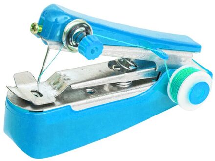 1Pc Draagbare Mini Handleiding Naaimachine Eenvoudige Bediening Naaien Gereedschap Naaien Doek Stof Handige Handwerken Tool Blauw